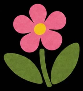 Textured pink flower with green leaves
