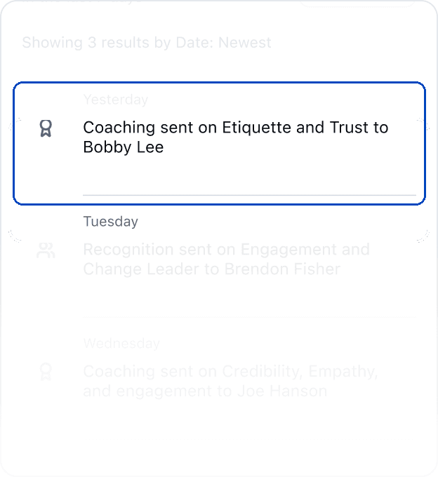 Coach activity detail showing what each coach did