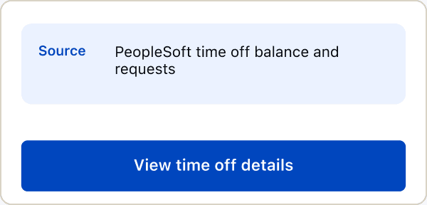 PeopleSoft time-off panel with a View time off details button