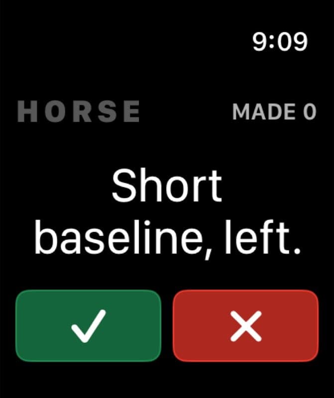 Outdoor mode: short baseline left, with oversized make and miss targets